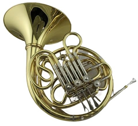 Waldhorn-Set Goldlack Waldhorn Messingkorpus Kupfernickel-Stimmrohr 4 Klappen Doppel
