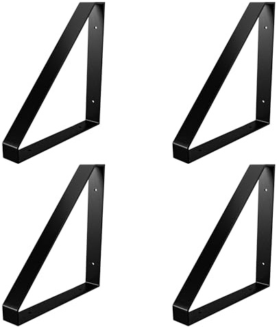 Amig - Set da 4 Staffe Triangolari per Scaffali Industriali - 211 x 261 x 30 mm - Acciaio Nero Opaco - Supporto da Parete per Mensole - Design Funzionale e Resistente - Ideale per Scaffali da Parete
