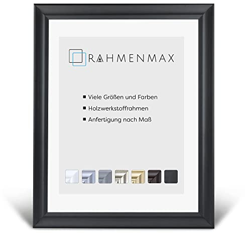 RahmenMax Neapel Barock Bilderrahmen Posterrahmen 48x68,3 cm Puzzlerahmen Fichte Schwarz gemasert 68,3x48 cm mit weissem Hintergrund und Antireflex Arcylglas