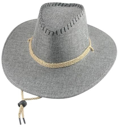 FULUJIDI Fedora Trilby Filzhut Hut Cowboy Hut Western Cowboy Cowboy Hüte Breite Krempe Casual Vintage Outdoor Hüte Für Women Hut 56-58Cm Grau
