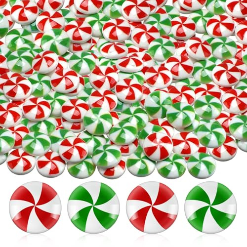YUSHWENPTY Decoracion Arbol Navidad Dulces 60 Piezas Caramelos Navidad Decoracion 1,4 Cm Adornos de Navidad Caramelos para Decoracion Mesa de Chuches, DIY Manualidades, Regalos (Rojo Verde)
