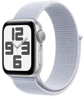 Apple Watch SE de 2.ª generación GPS Smartwatch con Caja de Aluminio en Plata de 40 mm y Correa Loop Deportiva Azul Nube. Monitores de entreno y sueño y Neutro en Carbono