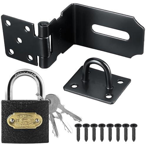 Litensh Serrature per porte in acciaio inox con lucchetto, chiusura di sicurezza Packlock, chiusura di sicurezza, extra spessa, per cancello e capannone, per camera da letto e garage (nero, angolo