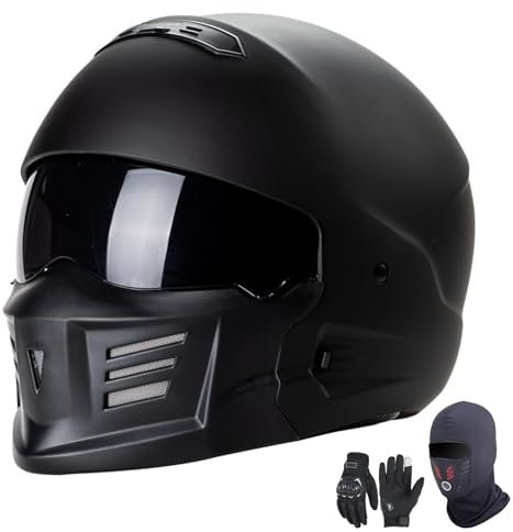 GNIUBBDB Integralhelm/Offener Helm für Motorradfahrer mit Visier für Erwachsene, Männer und Frauen, Motorradrennhelme, Straßenradhelme, ECE-geprüft B,L (59-60 cm)