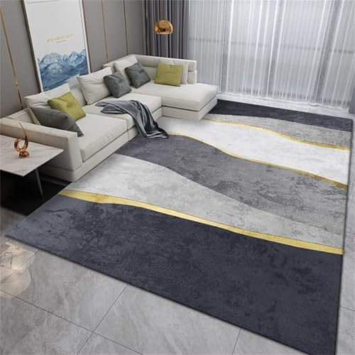 Decoration & Design Wohnzimmer Teppich Waschbar Stromlinienförmiger Wohnzimmerteppich mit klassischem Muster, kältebeständig und bequem, ohne den Boden zu verletzen Outdoor Läufer(Grau 50X80cm)