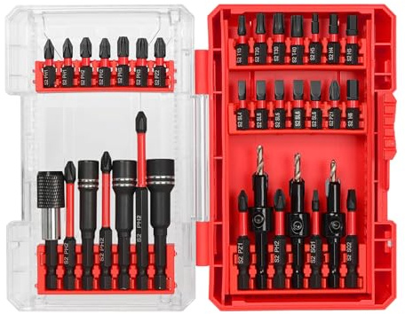 YOSIGHT 35Pcs Impact Driver Bits Set with a Storage Case | 28 Magnetic Screwdriver Bits, 3 Hex Countersink Drill Bits, 3 Sockets, Quick Change Chuck for Power Screwdrivers Electric