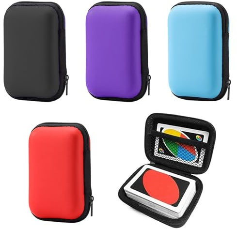 4 Stück Spielkarten Box - Robuste Kartenbox für Aufbewahrung, Etui Tasche Mit Uno Fach für Karten und Kopfhörer