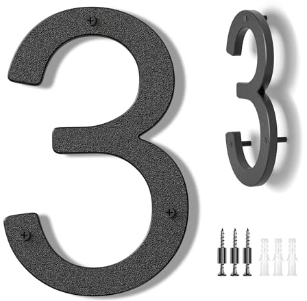 Hausnummer Schwarz - Moderne Hausnummern Anthrazit Große Kunststoff House Numbers Hausadresse 10 Zoll (25,4 cm) Straße Privatadresse Hausnummernschild Hausnummern Numbers 3