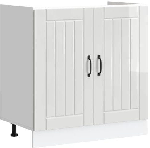 vidaXL Mueble bajo Fregadero Lucca Blanca de Alto Brillo