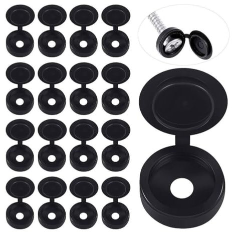 SGERUFZ 100 Pièces Cache Vis pour Meubles, Capuchons de Protection pour Boulons, Cache Trou de Perçage, Capuchons en Plastique pour Vis M3 et M4 (Noir)