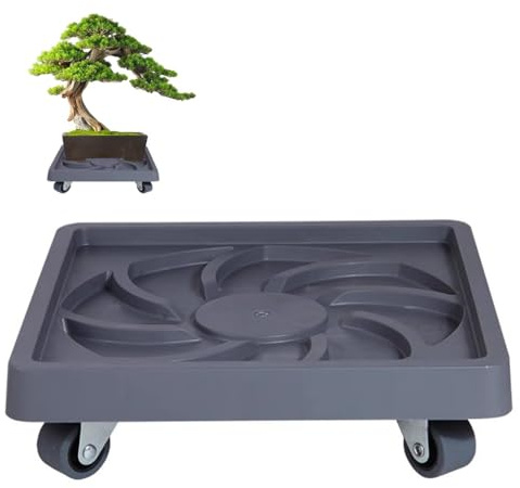 KITCISSL Portavasi da Balcone Piante Supporto Sottovaso Carrellino con Ruote Portatutto, Porta Piante da Interno Vassoio di Raccolta Mobile Carrello con Ruote Portatutto(Gray A,32x32cm)