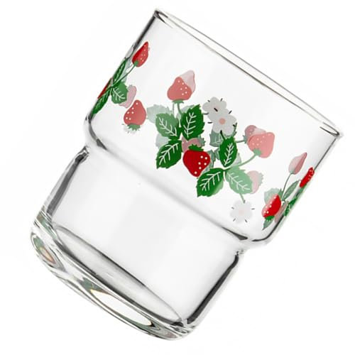 Cabilock Glas Becher Erdbeerglas Saftbecher Universalbecher Für Home Restaurant Trinkbecher Mit Erdbeer Muster Aus Hochwertigem Material