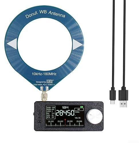 LSB USB AM FM Mini radio fickradiomottagare SI4732, utrustad med en bärbar slingantenn, som kan användas för att ta emot 9,9 K-108 MHz (svart ring)