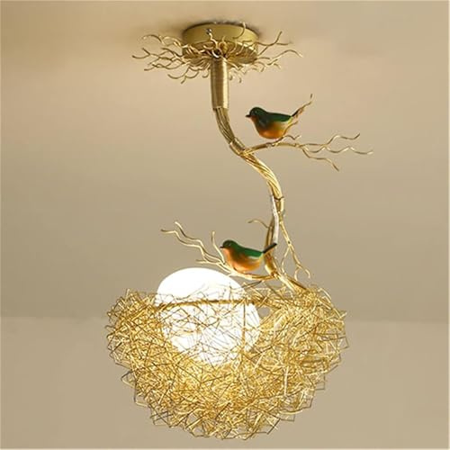 Lámpara de araña de cristal con forma de nido de pájaro de diseño moderno compatible con cocina, comedor, lámpara LED decorativa, luminaria suspendida, iluminación de diseño