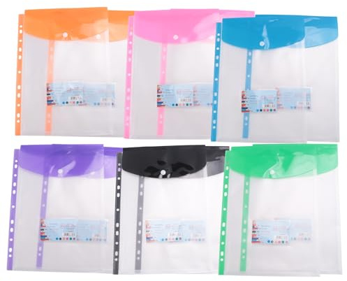 Asyduey Paquete de 12 Carteras de PláStico con Bolsillos Perforados A4-11 Agujeros Carpeta Expandible Sobres de Bolsillo Carpetas de Archivos