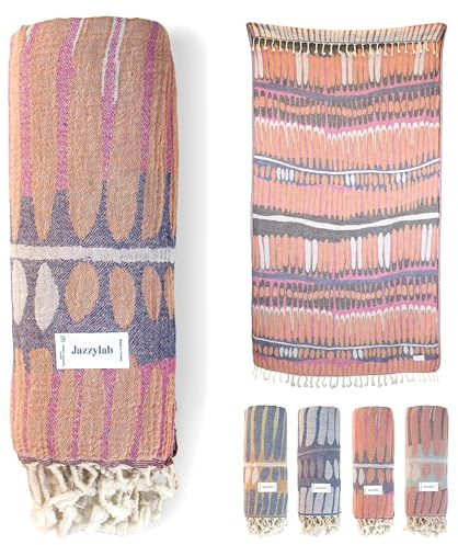 Julienne Toalla Hammam | Pestemal Turco 100% algodón | Jacquard Artesanal | Ligera y versátil | Diseño Oriental con Flecos anudados a Mano | Frambuesa, 90x180 cm