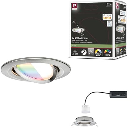 Paulmann 92439 LED Einbauleuchte Nova Coin rund 84mm 50° RGBW+ 6W 500lm 230V Eisen gebürstet Alu Druckguss