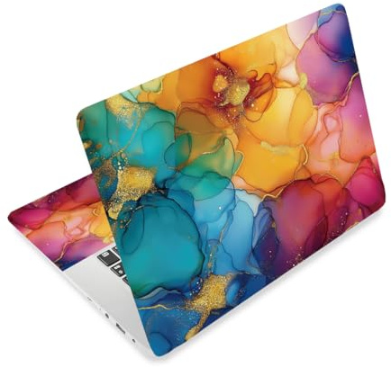 PLIGREAT Autocollant pour Ordinateur Portable à Motifs Floraux Colorés Autocollants pour Ordinateur Portable Motif Fleur de Marbre Compatibles avec les Ordinateurs Universelle Imperméable et Amovible