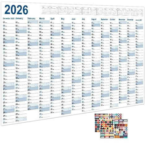Calendrier De 365 Jours | Calendrier D'affiche De 365 Jours | 2026 Tableau De Programme Créatif De Grande Taille Pour Salle D'étude, Gym, Projets De Bureau, Dortoir, Maison, Cuisine Et