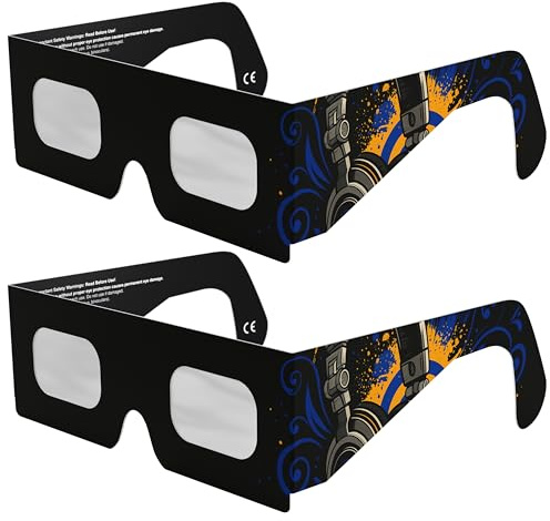 Absolute Eclipse Sonnenfinsternis Brille 2026 zum Sehen der Sonnenfinsternis - ISO 12312-2 CE Zertifiziert - 2er Pack - Design Music - Erwachsene Kinder - EU Hersteller Anerkannt AAS