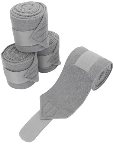 Dpofirs 4 Fasce per Gambe per Cavallo, Fasce Protettive per Gambe Equestri in Morbido Pile con Chiusura Regolabile per Forniture per Cavalli, Allenamento e Competizione (Grey)