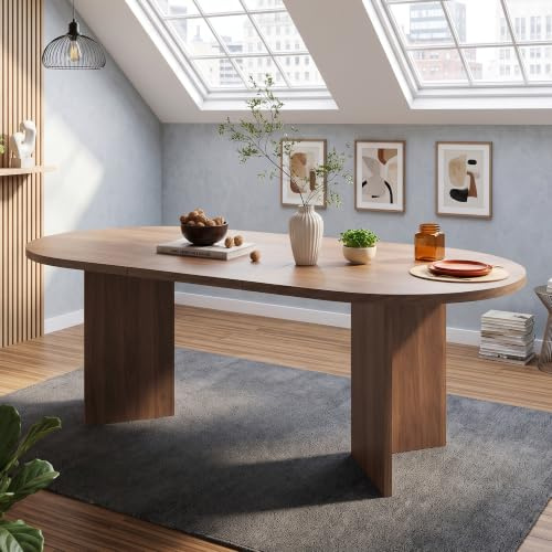 Jaxenor Table à manger ovale pour 6 à 8 personnes, 200 x 90 cm