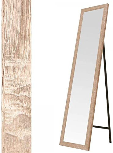 Espejo de Pie en Madera de Color Natural, Acabado Natural, para Dormitorio, Fácil Montaje 35,5x155,5cm - Hogar y Más