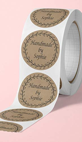Personalised Kraft Stickers – Custom Business Labels for Packaging, Handmade Stickers, Logo Labels, Small Business Branding, 50mm Round Labels (Roll or Pack)