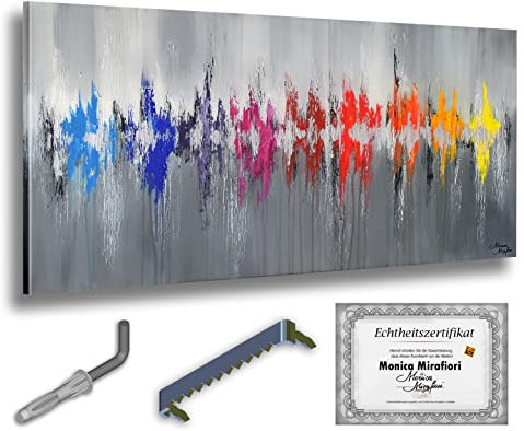 Monica Mirafiori I 100% HANDGEMALT I Gemälde Biorhythmus 100x50cm | Gemälde Handgemalt | Acrylgemälde | Sehr Großes Acrylbild I Moderne Kunst I Kunstbilder