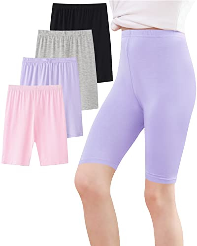 Adorel Mallas Corto Pantalon Shorts Deportiva Niña Pack de 4 Negro Gris Rosa Morado 10-11 Años (Tamaño del Fabricante: 160)