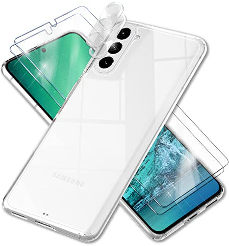 NALIA Set [5-in-1] kompatibel mit Samsung Galaxy S23 Plus Hülle, [1x Klare Schutzhülle & 2X Displayschutz & 2X Kameraschutz] Transparent Kratzfest Anti-Gelb Stoßfest, Harte Rückseite & Silikon-Rahmen