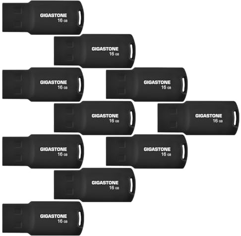 Gigastone Chiavetta USB 16 GB Set da 10, V70 USB 2.0 Memorizzazione dei dati Serie, design portachiavi, compatibile con interfaccia USB 2.0