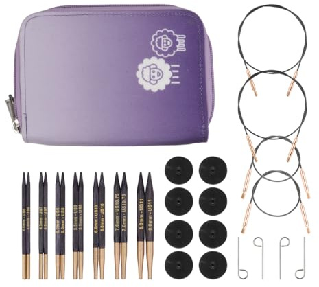 KnitPro J'Adore Cubics sticknålar, runda, utbytbara, speciallängd, Deluxe-set