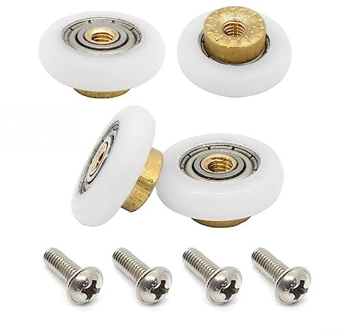 Lot de 4 roulettes de porte de douche de 20 mm - Poulie de courroie de porte coulissante en verre de salle de bain - Roulettes de rechange pour porte de cabine de douche - Pièces de rechange
