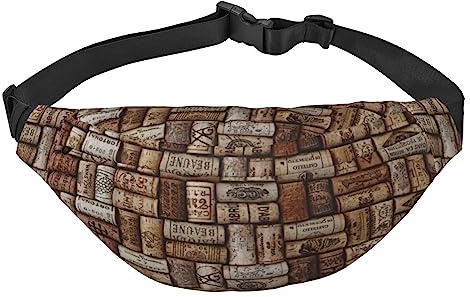 Sac Banane en liège vin pour Hommes Femmes Sac de Ceinture Sac de Taille réglable pour Voyage Marche Course Sacs Banane
