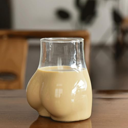 Huasean 6 Body Shaped Glass Cups,Funny Shape Beer Glasses, Ass Cocktail Glass,Clear Juice Tea Coffee Cup Whiskey Cups Cup for Home Bar,450ml