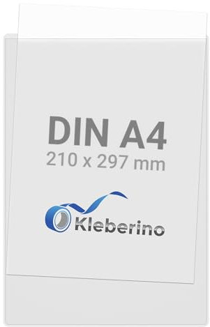 KLEBERINO Selbstklebetaschen | Rechtecktaschen transparent | schmale Seite offen | Selbstklebende Sichthüllen (DIN A4 | 100 Stück)