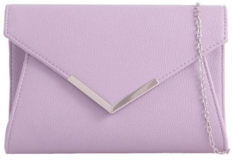 Clutch im Umschlag-Stil, Kunstleder, Brautschmuck, Abschlussball, Hochzeit, Abend, Party, Geldbörse, Schultertasche, Flieder, medium