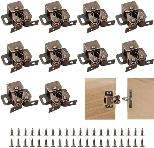 YEYIT chiusure a doppio rullo per armadietto 10 pezzi chiusura a rullo chiusure a doppio rullo per armadi, mobili（Bronzo）