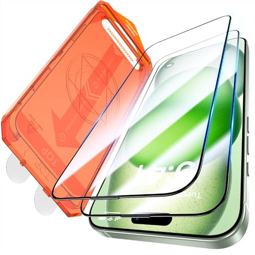 UniqueMe für iPhone 15 für Panzerglas, Full Screen Schutzfolie, Unzerbrechlich Bruchsicher,Kein Staub Keine Blasen, Panzer Schutz Glas Folie für iPhone 15 Displayschutzfolie