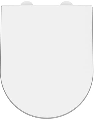 nuie NTS007W Modern Bathroom D Shaped Soft Close Toilet Seat with White Cover Caps, 370 x 70 x 450mm, White