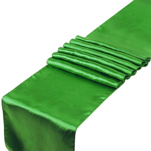 Wisafory 5 Stück Satin Tischläufer Romantische Hochzeit Tischdecke Rechteckige Seiden Tischläufer Einfarbig Tischband für Hochzeit Geburtstag Party Tischdekoration 30 x 275 cm Grün