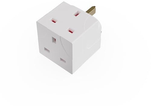 STORESOLOGY 2-Way Double Plug Adaptor - UK 3 Pin Wall Plug Extender, Multi Plugs Extension Sockets, Compact Design, 250V 13A Power Extender, Child-Proof Safety, Universal Compatibility