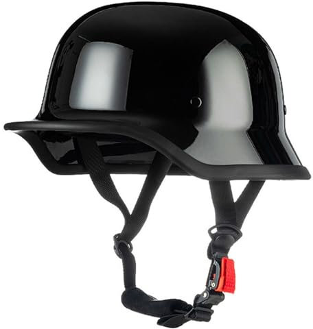 Mezzo Casco Jet Moto Retrò Casco Scodella Portatile,ECE Omologato Mezzo Elmetto Da Moto Vintage Caschi Cromwell Stile Tedesco Scooter Cruiser Unisex Casco Da Motociclista 2,L:59-60CM