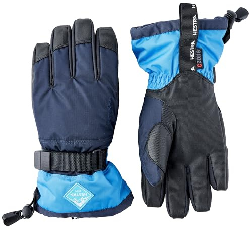 Hestra Gauntlet CZone Junior-Handschuh (Jugendliche 4–14 Jahre), wasserdichte, isolierte Kinderhandschuhe für Winter, Skifahren, Snowboarden, Marineblau/Blau, Größe 5