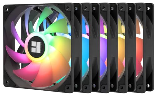 Thermalright TL-C12C-S X5 Ventilateur CPU ARGB 120mm, Lot de 5 ventilateurs de boîtier avec roulement S-FDB, ventilateur PWM silencieux pour ordinateur avec une vitesse jusqu'à 1550 tr/min