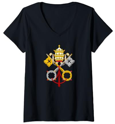 Damen Emblem der Papsttum SE T-Shirt mit V-Ausschnitt
