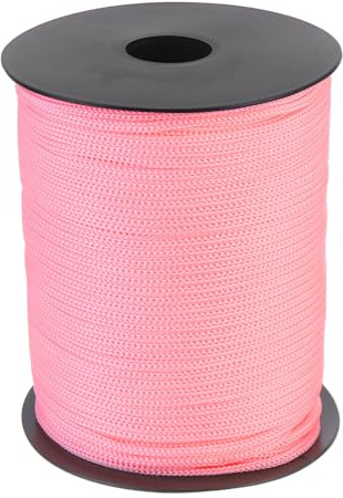 sourcing map 3mm Polypropylene Rope Braided Ropes, 100m Nylon Rope Hollow Utility Cord for Clothesline, Camping, Hiking, Outdoor, Pink