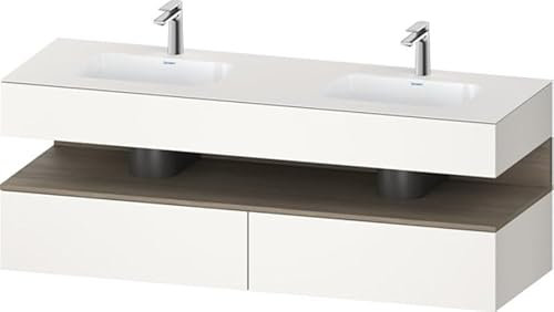 Duravit Qatego lavabo encastré avec meuble sous-lavabo en console, 1600x550x600mm, niche chêne terra, lavabo double, QA4797035840010, Couleur: blanc