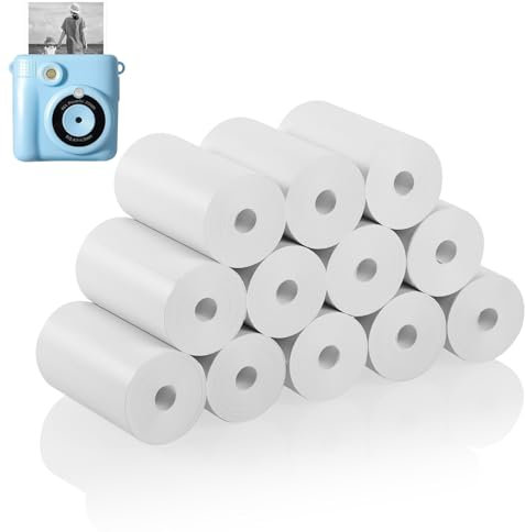 JIANTA 12 Thermopapierrollen, 57 x 30 mm, bedruckbares Mini-Thermopapier für Kinder, Sofortbildkamera, Kamera-Nachfülldruckpapier für Sofortdruck, Thermopapierrollen